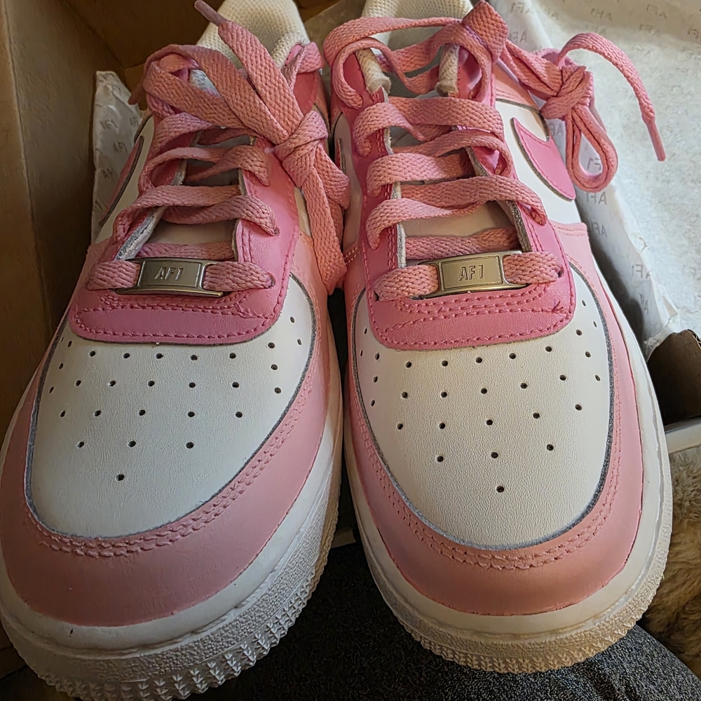 Custom Air Force 1 Bubblegum Drip Sneakers New In Box Size 6